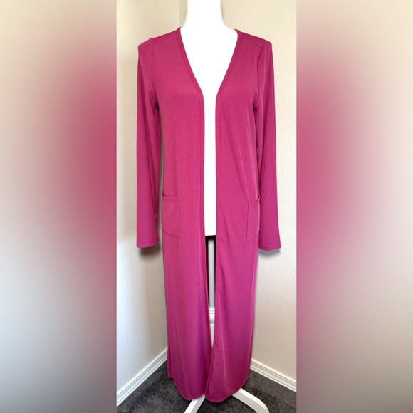 NWOT Kate & Mallory Fuchsia Pink Open-Front Long Cardigan Women Small - Picture 1 of 7